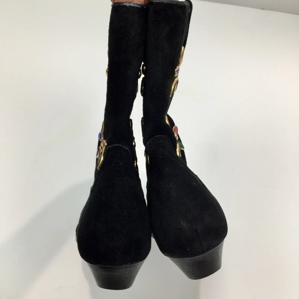 Vintage 90’s Suede Leather Jeweled Western Boots